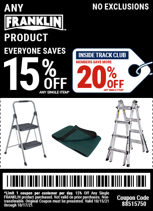 15% off Franklin Brand Products