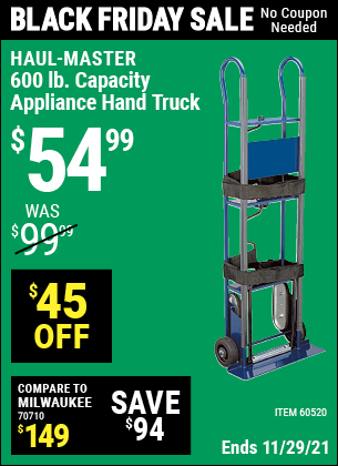 Capacity Appliance Hand Truck by Haul Master 600 lb 
