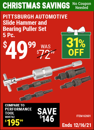 PITTSBURGH AUTOMOTIVE Slide Hammer and Bearing Puller Set 5 Pc. for $49 ...