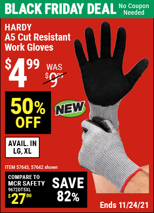 HARDY A5 Cut Resistant Work Gloves for $4.99 – Harbor Freight Coupons