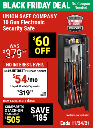 UNION SAFE COMPANY 10 Gun Electronic Security Safe for $319.99 – Harbor ...