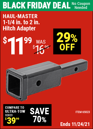 HAUL-MASTER 1-1/4 in. to 2 in. Hitch Adapter for $11.99 – Harbor ...