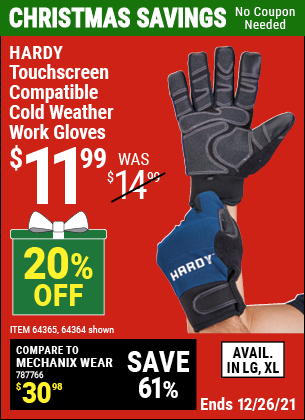 hardy touchscreen compatible cold weather work gloves