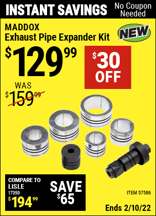 MADDOX Exhaust Pipe Expander Kit for $129.99 – Harbor Freight Coupons