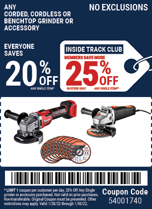 NO EXCLUSIONS Coupons – Now Thru 1/30 – Harbor Freight Coupons