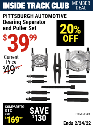 PITTSBURGH AUTOMOTIVE Bearing Separator and Puller Set for $39.99 ...