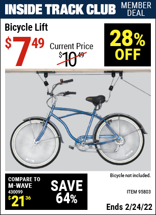 Inside Track Club members can buy the Bicycle Lift (Item 95803) for $7.49, valid through 2/24/2022.