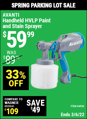 AVANTI Handheld HVLP Paint Stain Sprayer For 59 99 Harbor Freight   179043 64934 1 