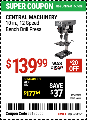 $139.99 – Harbor Freight Coupons