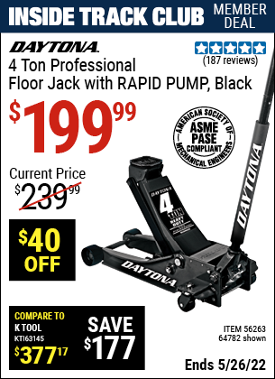 DAYTONA 4 Ton Professional Rapid Pump Floor Jack for $199.99 – Harbor  Freight Coupons