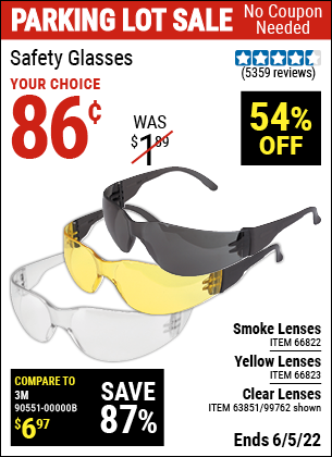 Buy the WESTERN SAFETY Safety Glasses with Smoke Lenses (Item 66822/66823/99762/63851) for $0.86, valid through 6/5/2022.