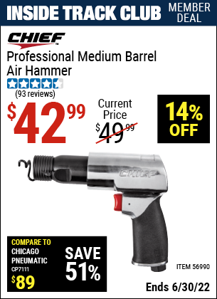 Buy the CHIEF Professional Medium Barrel Air Hammer (Item 56990) for $42.99, valid through 6/30/2022.