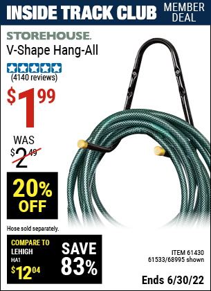Buy the STOREHOUSE V-Shape Hang-All (Item 68995/61430/61533) for $1.99, valid through 6/30/2022.