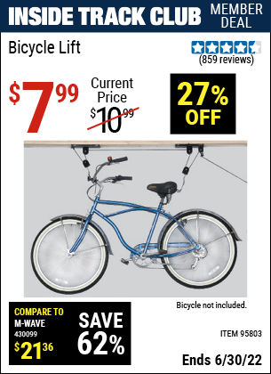 Buy the Bicycle Lift (Item 95803) for $7.99, valid through 6/30/2022.