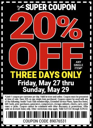 Memorial Day Sale: 20% Off Thru 5/29 – Harbor Freight Coupons