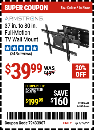 37 In. To 80 In. Full-Motion TV Wall Mount