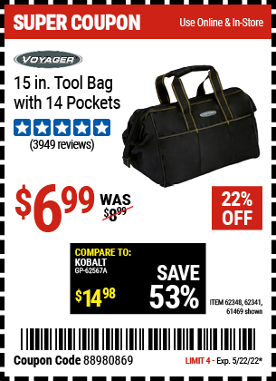 15 In. Tool Bag With 14 Pockets