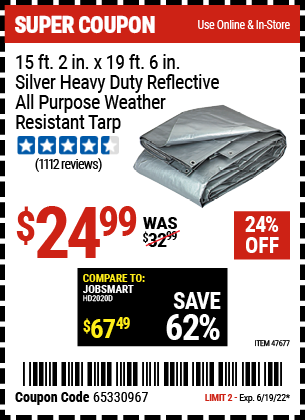 15 Ft. 2 In. X 19 Ft. 6 In. Silver/Heavy Duty Reflective All Purpose/Weather Resistant Tarp