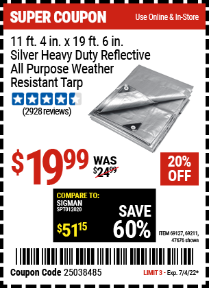 11 ft. 4 in. x 19 ft. 6 in. Silver/Heavy Duty Reflective All Purpose/Weather Resistant Tarp