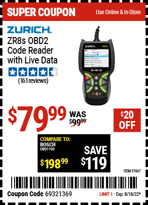 ZR8S OBD2 Code Reader with Live Data