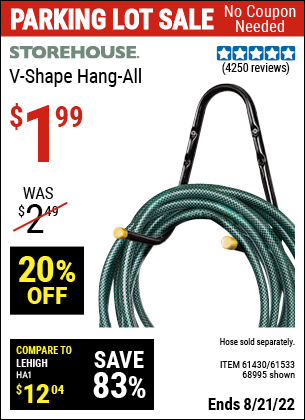 Buy the STOREHOUSE V-Shape Hang-All (Item 68995/61430/61533) for $1.99, valid through 8/21/2022.