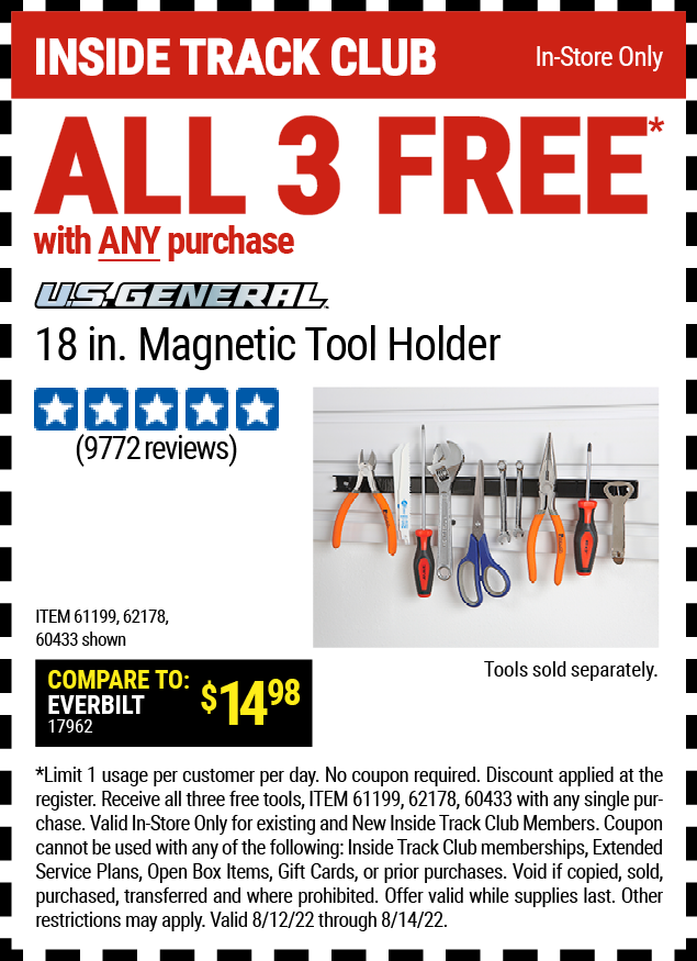 U.S. GENERAL 18 in. Magnetic Tool Holder for FREE