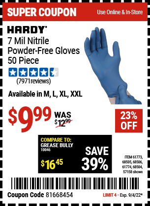 7 mil nitrile gloves harbor freight