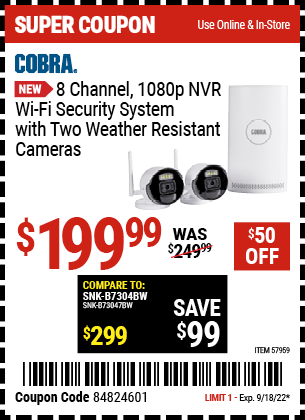 Harbor freight cobra camera hot sale coupon