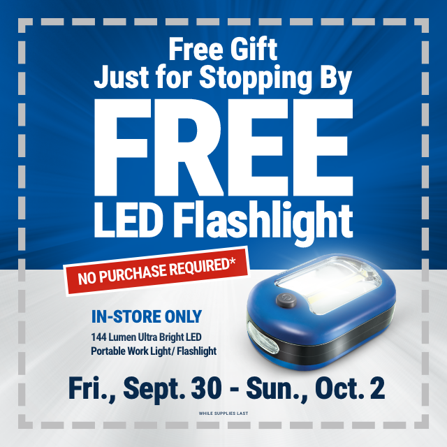 Free LED Flashlight 09/30 – 10/02/2022