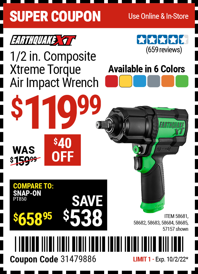 EARTHQUAKE XT 1/2 In. Composite Xtreme Torque Air Impact Wrench for