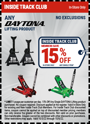 Inside Track Club Members Save 15% off Daytona Lifting Products Group thru 10/6