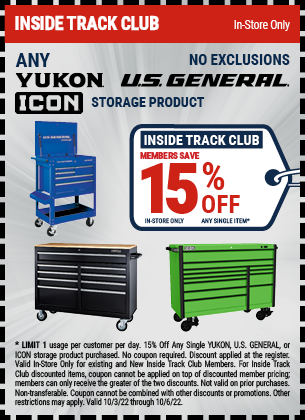 Inside Track Club Members Save 15% off Yukon US Gen ICON Storage items thru 9/11