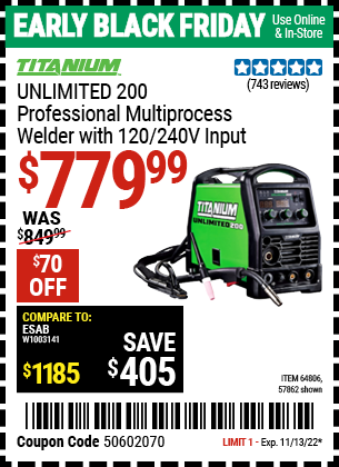 TITANIUM Unlimited 200 Professional Multiprocess Welder with 120/240 ...