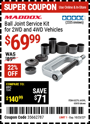 MADDOX Ball Joint Service Kit for 2WD and 4WD Vehicles for $69.99 ...