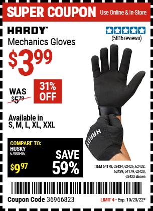 Mechanics gloves cheap harbor freight