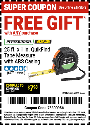 25 ft. x 1 in. QuikFind Tape Measure with ABS Casing