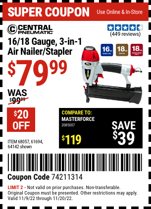 harbor freight framing nail gun coupon