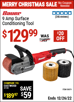 Buy the BAUER 9 Amp Surface Conditioning Tool (Item 58079) for $129.99, valid through 12/26/2022.