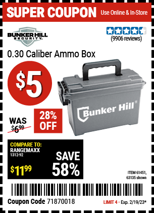 Buy the BUNKER HILL SECURITY Ammo Dry Box, valid through 2/19/23.