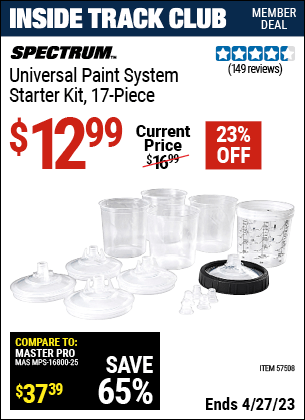 Inside Track Club members can buy the SPECTRUM Universal Paint System Starter Kit (Item 57508) for $12.99, valid through 4/27/2023.