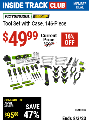 PITTSBURGH Tool Set With Case for $49.99 – Harbor Freight Coupons