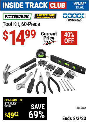 PITTSBURGH Tool Kit for $14.99 – Harbor Freight Coupons