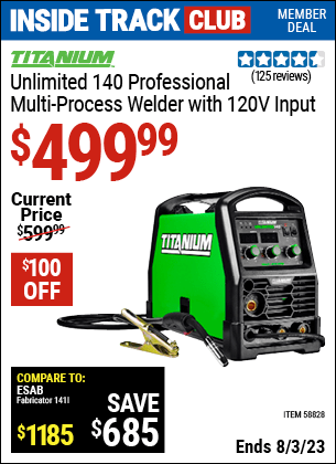 TITANIUM Unlimited 140 Professional Multiprocess Welder with 120V Input ...