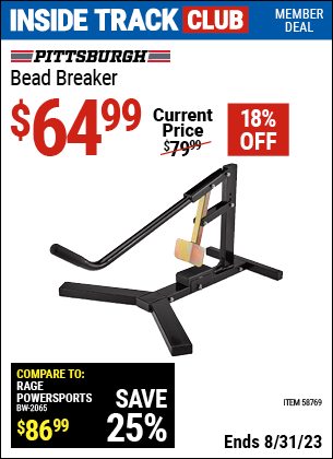 Inside Track Club members can buy the PITTSBURGH Bead Breaker (Item 58769) for $64.99, valid through 8/31/2023.