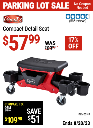 Buy the GRANT'S Compact Detail Seat (Item 57317) for $57.99, valid through 8/20/2023.