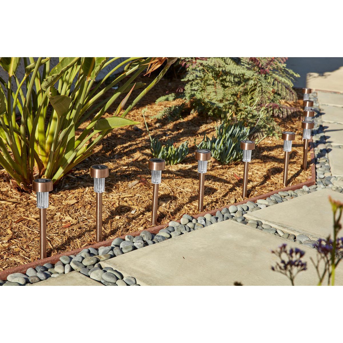 LUMINAR OUTDOOR 10 in. Solar LED Copper Finish Pathway Lights 10Pack