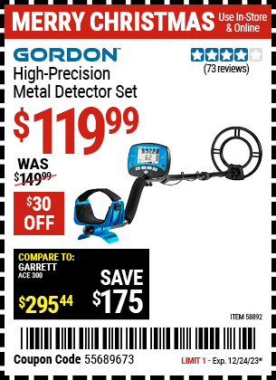 Buy the GORDON High-Precision Metal Detector Set (Item 58892) for $119.99, valid through 12/24/23.