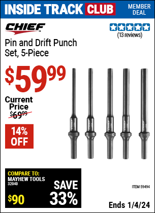 Pin and Drift Punch Set, 5-Piece