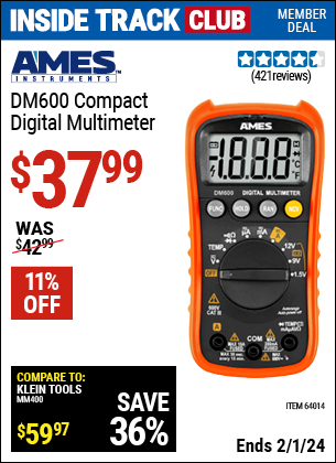 AMES DM600 Compact Digital Multimeter for $37.99 – Harbor Freight Coupons