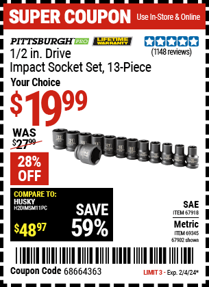 $5 Tool Sale – Now through Sunday 11/15 – Harbor Freight Coupons